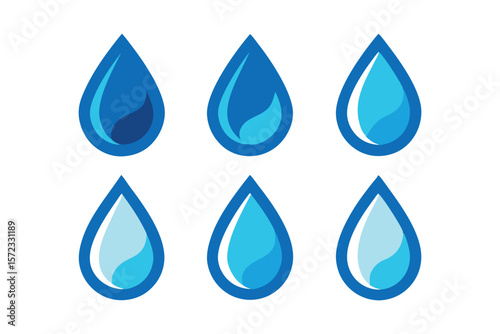 3d water drop icon set vector isolated on white background