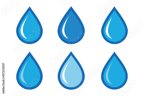 3d water drop icon set vector isolated on white background