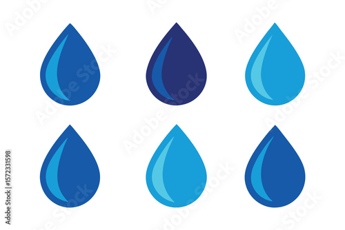 3d water drop icon set vector isolated on white background