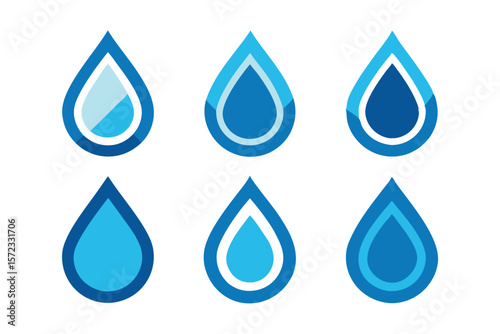 set of water drop icons on white background