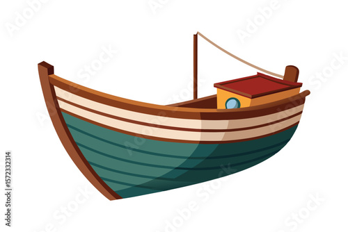 wooden fishing boat vector on white background