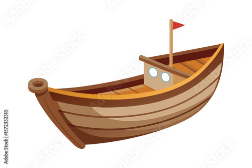 wooden fishing boat vector on white background