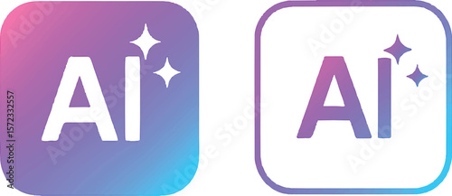 Artificial Intelligence Gradient Icons – Modern AI Lettering with Sparkle Effects for Technology, Branding, and App Design