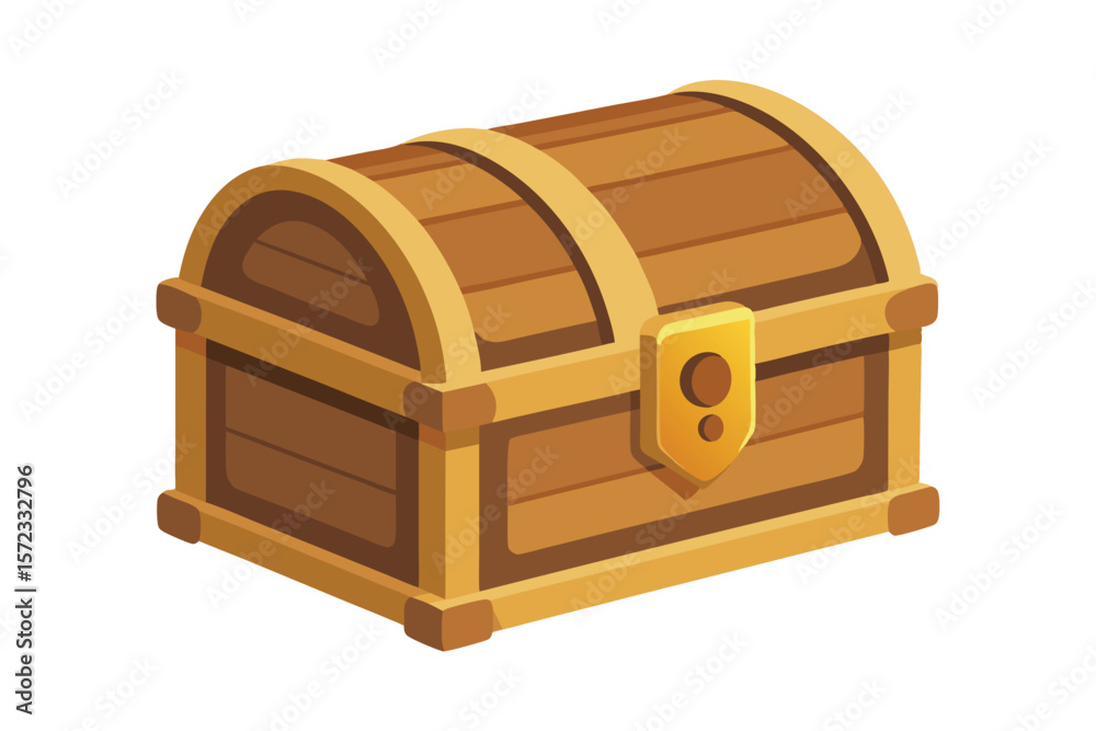 Treasure chest with golden trim and a keyhole isolated on a white background Treasure chest with golden trim and a keyhole isolated on a white background