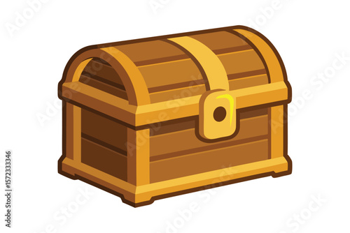 wooden treasure chest on white background