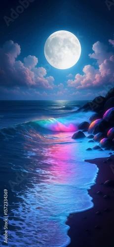 full moon over the sea