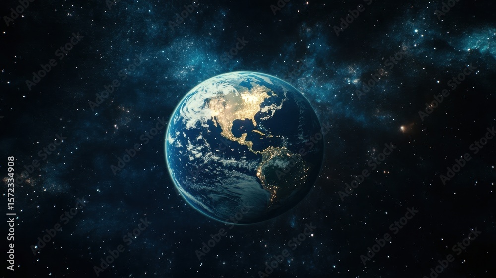 Fototapeta premium Earth at Night from Space.