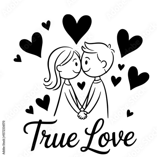 Forever Bond: A Simple Cartoon Displaying the true essence of true love, holding hands in intimate moment