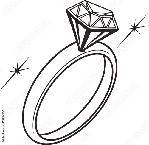 Vector art of a sparkling diamond ring symbolizes love and commitment for a special occasion