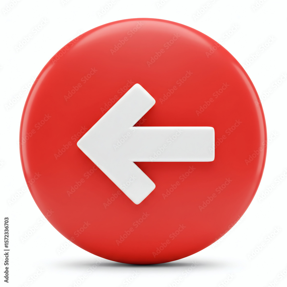 Red Back Arrow Button Design Element for User Interface Red Back Arrow Button Design Element for User Interface