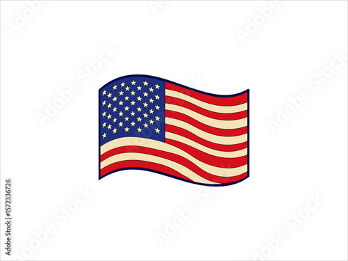 Hand drawn style americal flag illustration