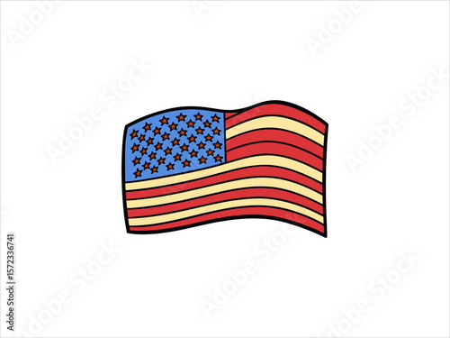 Hand drawn style americal flag illustration