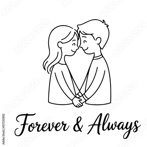 Everlasting Embrace: An illustration of a couple cherishing each other. Embracing the essence of unity and devotion, an expressive design representing endless moments. 