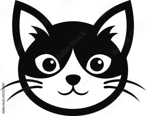 Simple Black and White Cat Face Icon