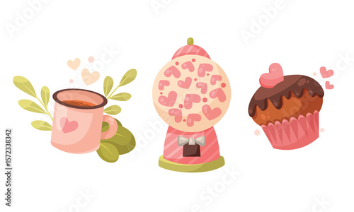 Sweet Treats Collection includes a Cup, a Gumball Machine, and a delicious Cupcake