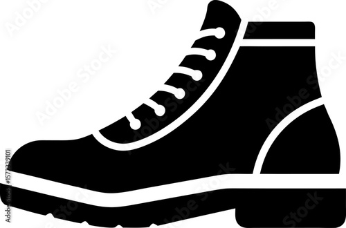 Black and White Hiking Boot Icon