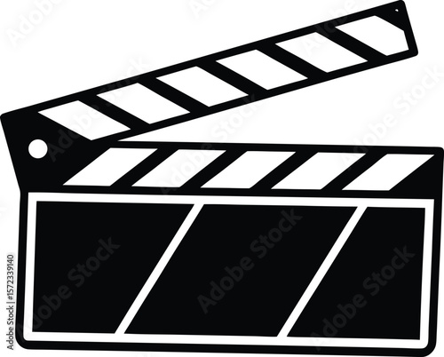 Vector art of a black and white clapperboard used in film production for scene marking