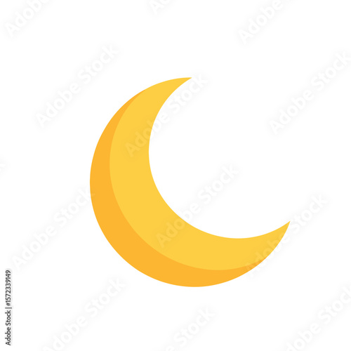 Moon and stars icon on light background night symbol dream nature crescent outline flat and colored style flat design vector illustration