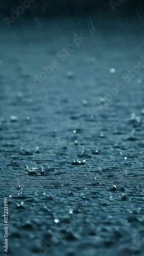 Rain Water Drop Falling Wet Blue Storm Video Background