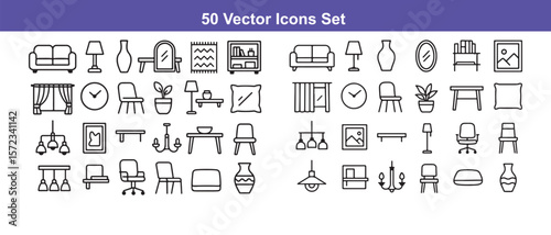 Vector Icons Set: Furniture and Home Decor