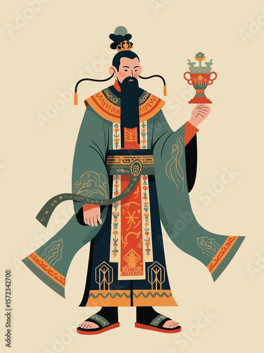  A vintage style illustration of jade emperor 