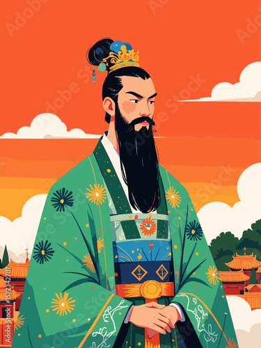  A vintage style illustration of jade emperor 