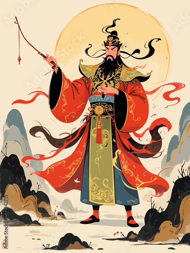  A vintage style illustration of jade emperor 