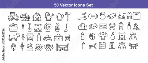 Vector Icons Set: Cybersecurity and Sports