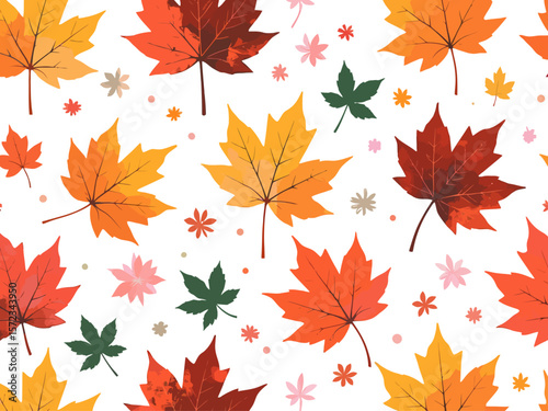  Seamless pattern with maple leafs for Canadian themes, nature inspired designs