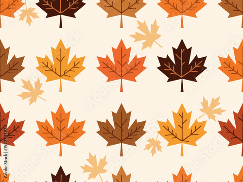  Seamless pattern with maple leafs for Canadian themes, nature inspired designs