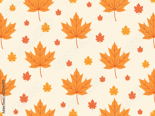  Seamless pattern with maple leafs for Canadian themes, nature inspired designs