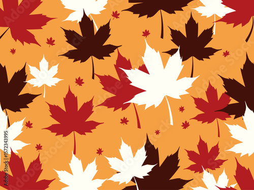  Seamless pattern with maple leafs for Canadian themes, nature inspired designs