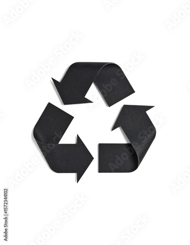 Black recycle symbol paper isolated on white background
