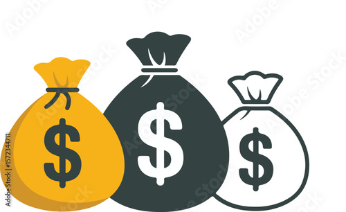 Collection of diverse dollar sign icons for financial and business graphics