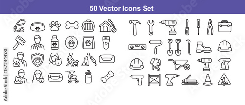  Vector Icons Set: Mobile Technology and Pet Care



