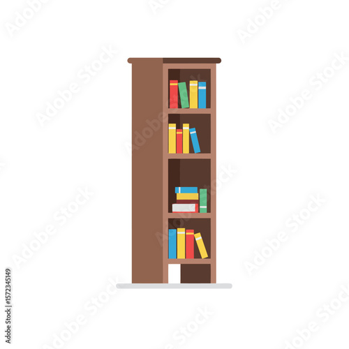 Wooden Bookshelf with Colorful Books