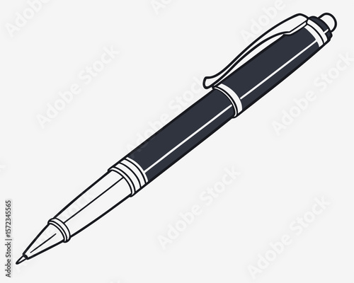 Elegant vector illustration of a luxurious ballpoint pen with fine details on white