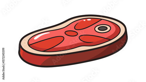 Stylized raw steak cut isolated on white background