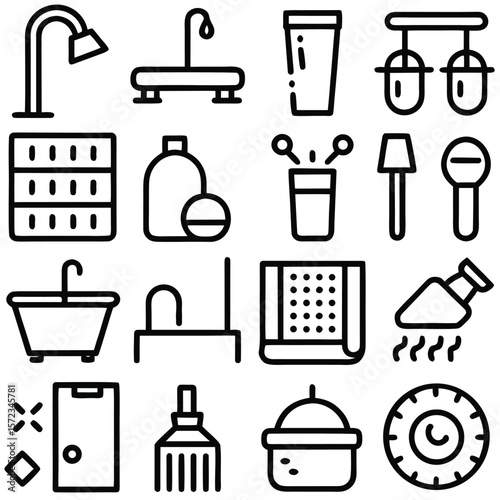 Bathroom fixtures and accessories line art collection shower head faucet