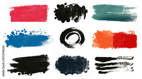colorful  stock brush on white background. 