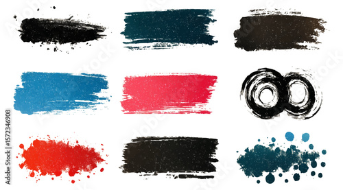 Gradient color Black set paint, ink brush, strokes, brushes, lines, Set of paint brush stroke and abstract grunge banner  background
