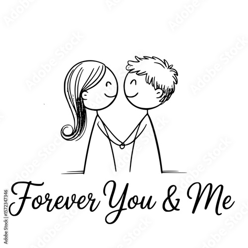 Forever You & Me: The captivating illustration of a loving couple embracing forever. The illustration of a loving couple depicts the warmth of love and connection that transcends time.