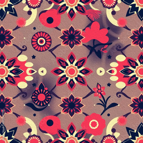 Oriental pattern. Oil painting. Pattern for printing on wall decorations, covers, leaflets, business cards