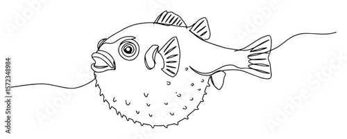 pufferfish underwater cartoon vector graphic
