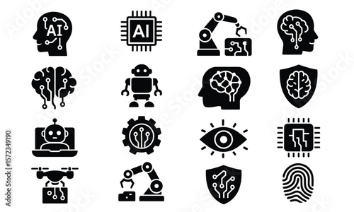 ai & technology icon set colection