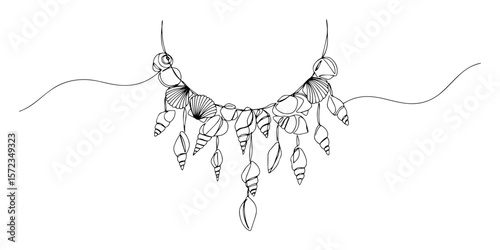 necklace made of sea shells line drawing