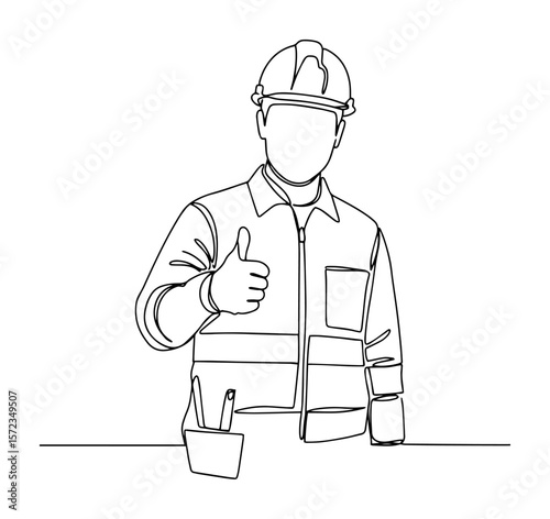 construction worker showing thumbs up vector