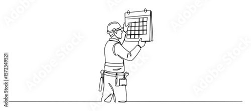 construction worker marking calendar vector