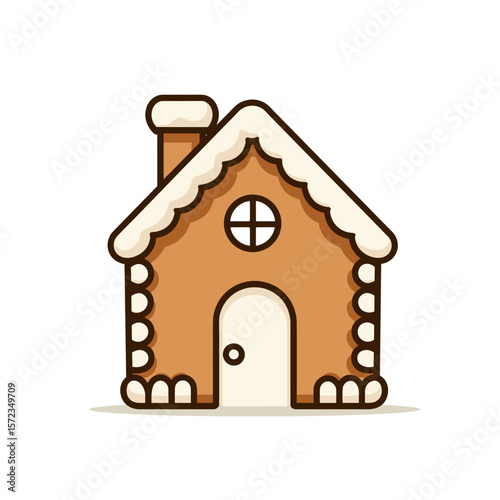 Gingerbread house illustration, festive holiday decoration with copyspace