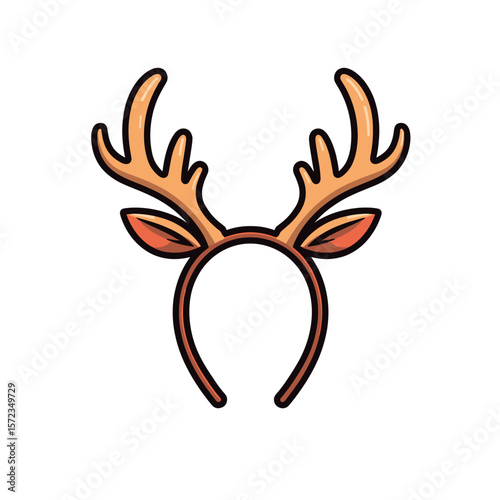 Cartoon reindeer antler headband illustration, festive holiday accessory